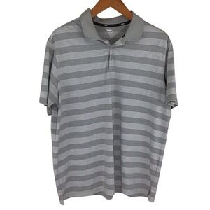 Slazenger‎ Golf Mens XL Gray White Stripe Short Sleeve Polo Shirt